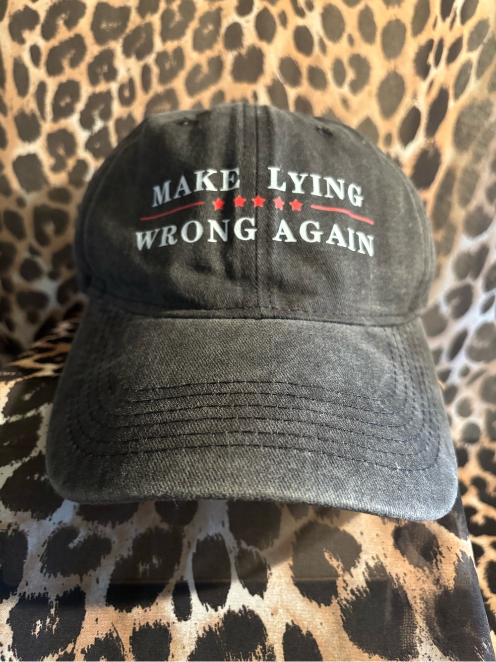 Make Lying Wrong Again Embroidered Black Baseball Cap